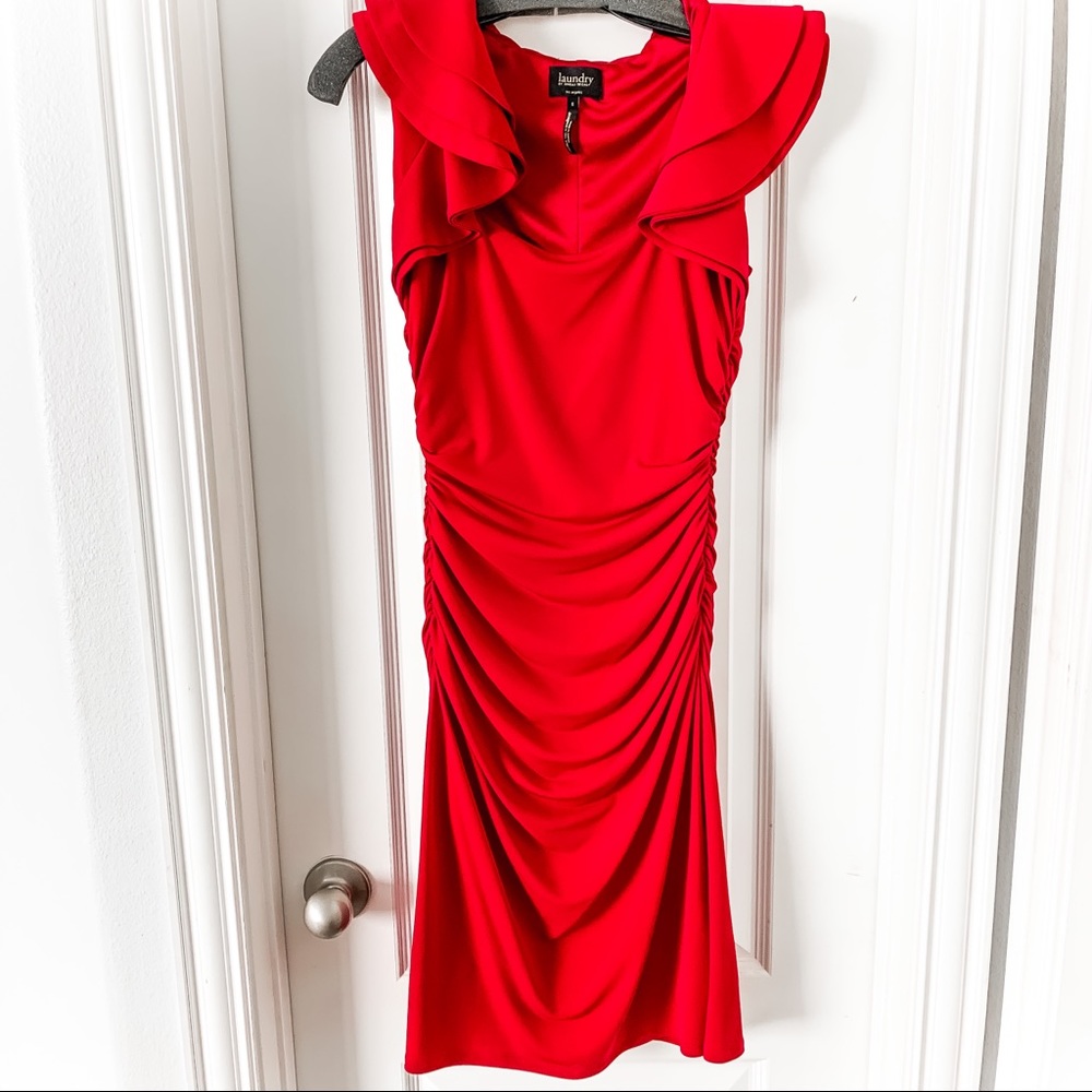 Chinese Laundry flutter sleeve ruched dress